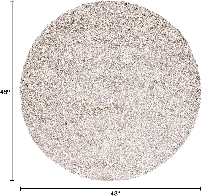 SAFAVIEH Santa Monica Shag Collection Area Rug - 4' Round, Beige, Non-Shedding & Easy Cleaning, Plush Thick Pile, Ideal for Living Room, Bedroom, Dining Space (SGN725-1313)