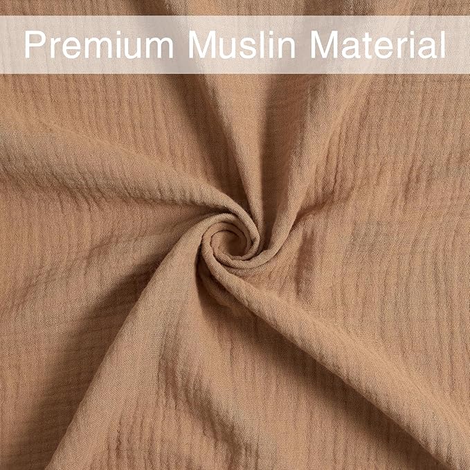 Meracorallo Muslin Swaddle Blanket, 100% Cotton Receiving Blanket Soft and Breathable Swaddle Wrap for Baby Boys and Girls, Tan