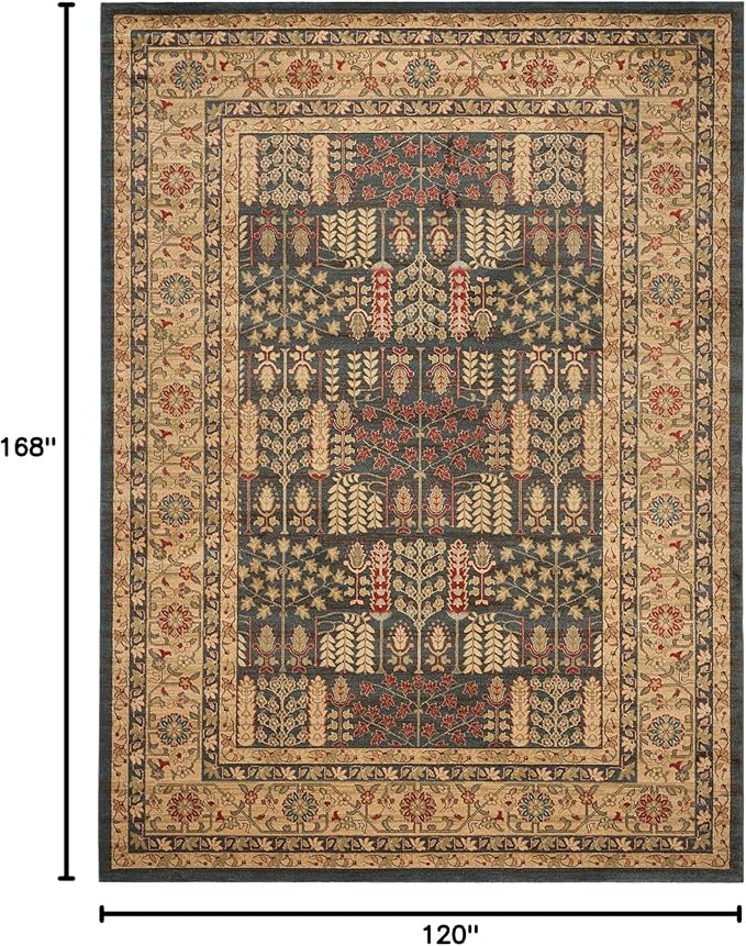 SAFAVIEH Mahal Collection Area Rug - 10' x 14', Navy & Natural, Traditional Oriental Design, Non-Shedding & Easy Care, Ideal for High Traffic Areas in Living Room, Bedroom (MAH697E)