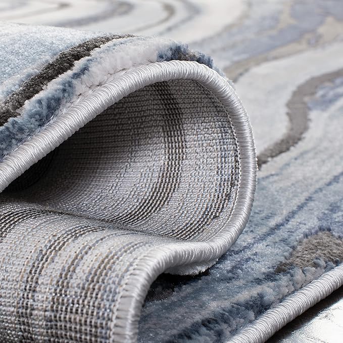 SAFAVIEH Craft Collection Area Rug - 5'3" x 7'6", Blue & Grey, Modern Abstract Design, Non-Shedding & Easy Care, Ideal for High Traffic Areas in Living Room, Bedroom (CFT819M)