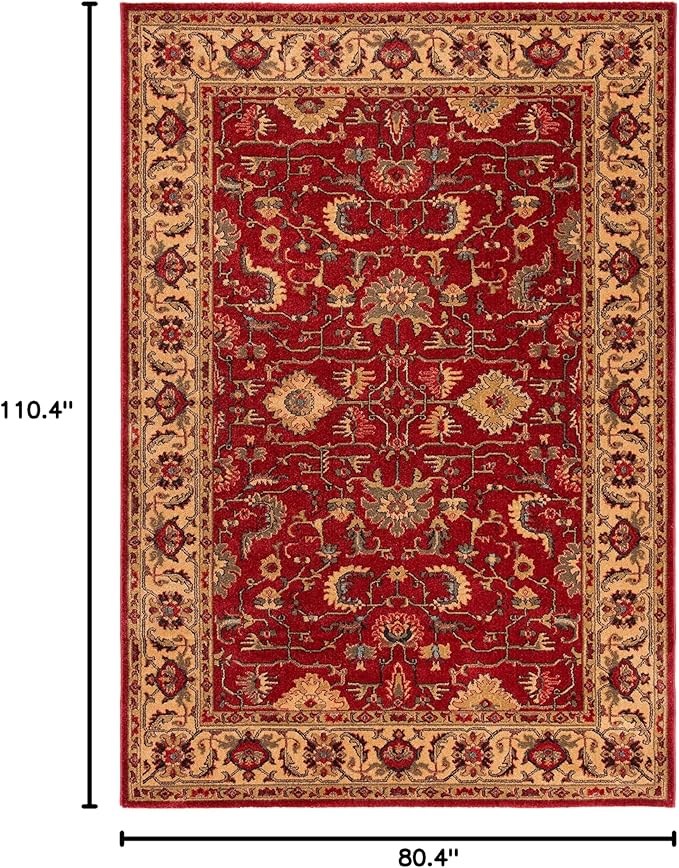 SAFAVIEH Mahal Collection Area Rug - 6'7" x 9'2", Red & Beige, Traditional Oriental Design, Non-Shedding & Easy Care, Ideal for High Traffic Areas in Living Room, Bedroom (MAH693Q)
