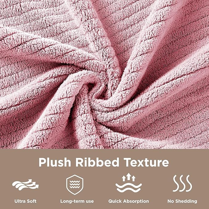 Oversized Bath Towels 8 Piece Towel Set, 2 Extra Large Bath Sheets, 2 Hand, 4 Washcloths, Luxury Soft Super Absorbent Thick Shower Towels for Bathroom, Spa & Hotel, Quick Dry, Pink