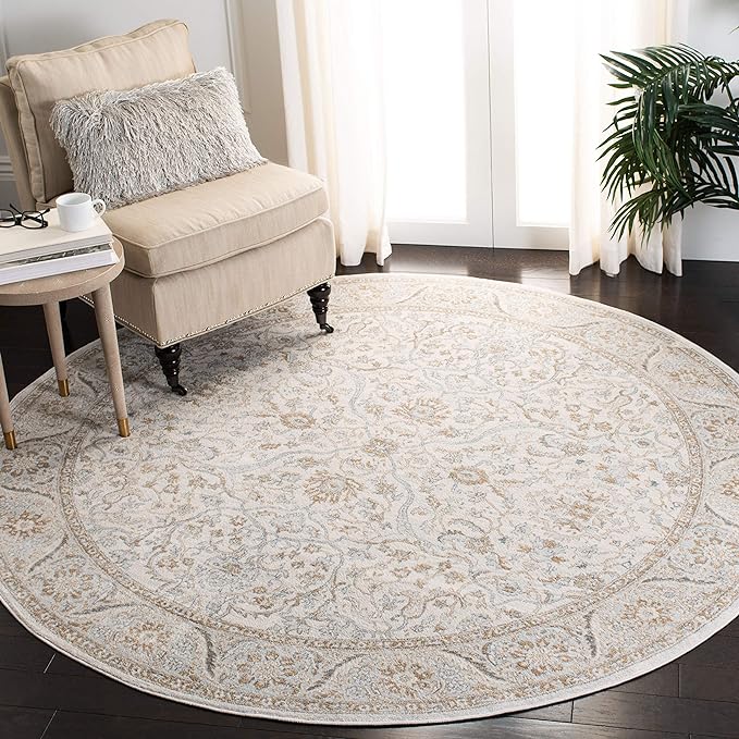 SAFAVIEH Isabella Collection 4' Round Cream/Beige ISA912A Oriental Non-Shedding Entryway Foyer Living Room Bedroom Kitchen Area Rug