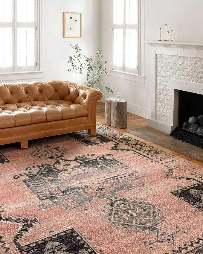 Loloi Jocelyn Collection JOC-06 Rose/Rose 5'-5" x 7'-6" .38" Thick Area Rug