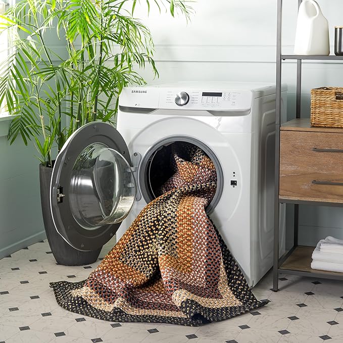 SAFAVIEH Washable Rug Outdoor Braided Collection - 5' x 8', Multi, Handmade & Reversible, Non-Shedding & Easy to Clean, Ideal for Patio, Backyard, Mudroom (BRD308A)