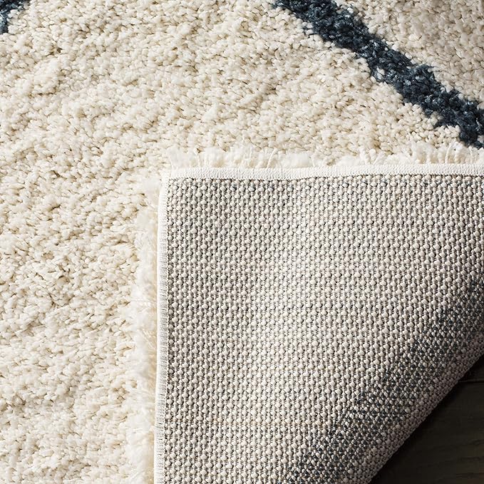 SAFAVIEH Hudson Shag Collection Runner Rug - 2'3" x 10', Ivory & Slate Blue, Trellis Design, Non-Shedding & Easy Care, 2-inch Thick Ideal for High Traffic Areas in Living Room, Bedroom (SGH281T)