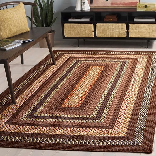 SAFAVIEH Washable Rug Outdoor Braided Collection - 6' x 9', Brown & Light Brown, Handmade & Reversible, Non-Shedding & Easy to Clean, Ideal for Patio, Backyard, Mudroom (BRD313T)