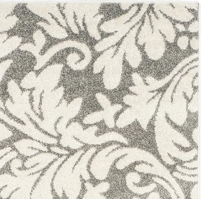 SAFAVIEH Amherst Collection Runner Rug - 2'3" x 9', Dark Grey & Beige, Floral Design, Non-Shedding & Easy Care, Ideal for High Traffic Areas in Living Room, Bedroom (AMT425R)