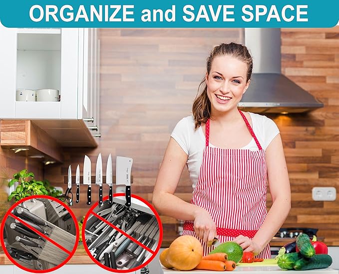 16 Inch Knife Magnetic Strip Use as Magnetic Knife Holder for Wall - Magnetic Knife Strip - Magnetic Knife Bar Rack