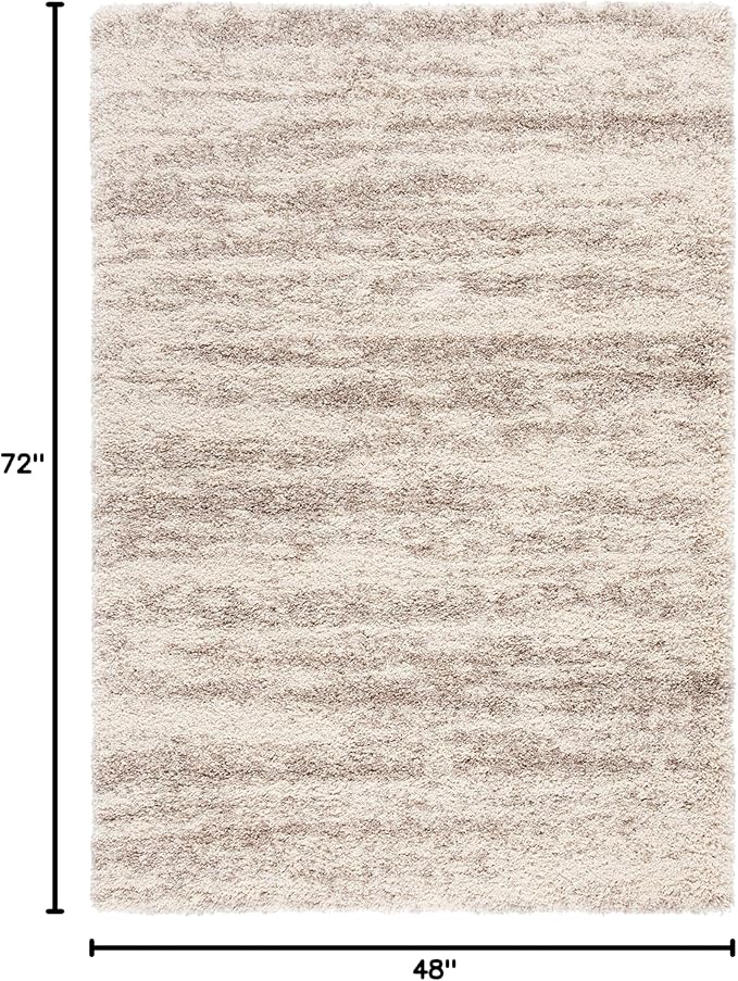 SAFAVIEH Hudson Shag Collection Accent Rug - 4' x 6', Ivory & Beige, Modern Design, Non-Shedding & Easy Care, 2-inch Thick Ideal for High Traffic Areas in Entryway, Living Room, Bedroom (SGH206B)