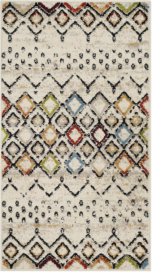 SAFAVIEH Amsterdam Collection Accent Rug - 2'3" x 4', Ivory & Multi, Moroccan Boho Design, Non-Shedding & Easy Care, Ideal for High Traffic Areas in Entryway, Living Room, Bedroom (AMS108K)