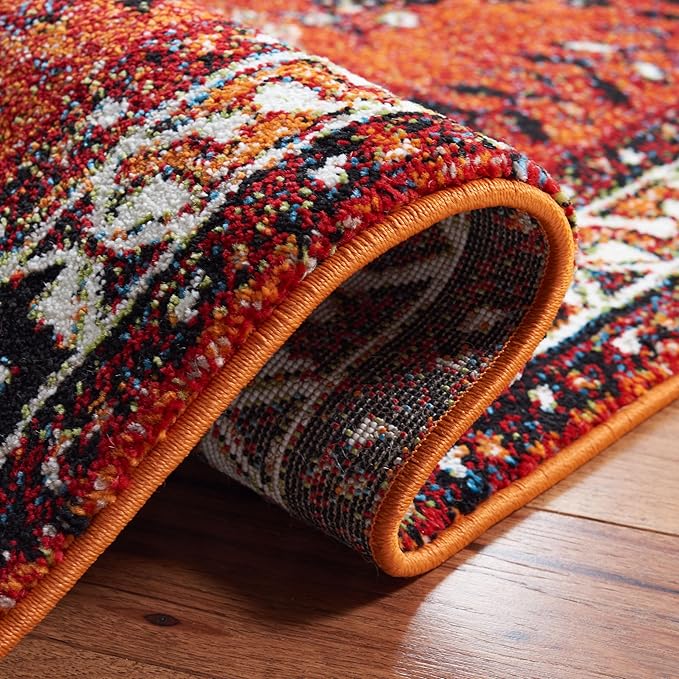 SAFAVIEH Vintage Hamadan Collection Area Rug - 9' x 12', Orange & Red, Oriental Traditional Persian Design, Non-Shedding & Easy Care, Ideal for High Traffic Areas in Living Room, Bedroom (VTH293P)