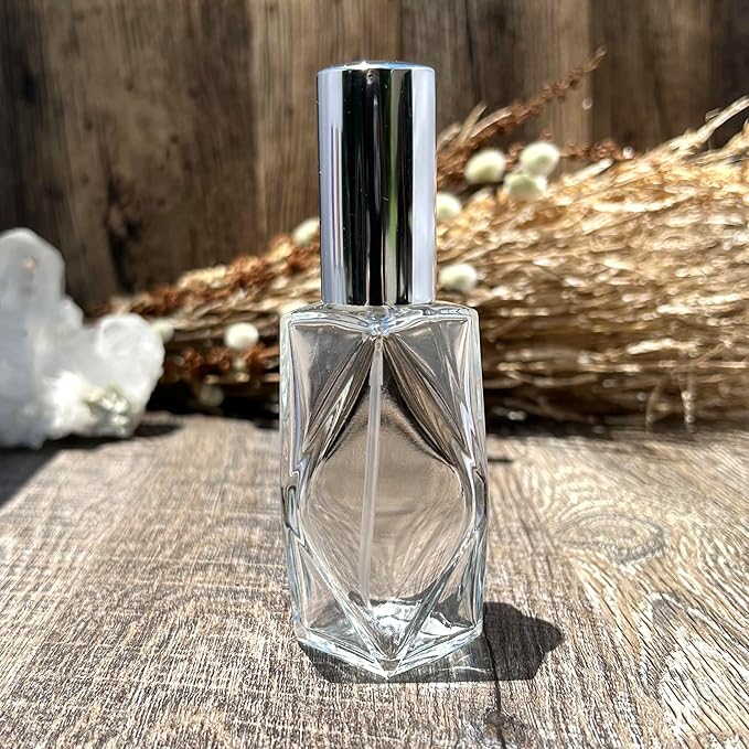 The Parfumerie Diamond 2 oz.Spray Perfume Bottle. Fine Mist Luxury Perfume Cologne Atomizer for Essential Oil Aromatherapy Perfume Cologne Refillable (2 oz. 12 Bottles, Silver)