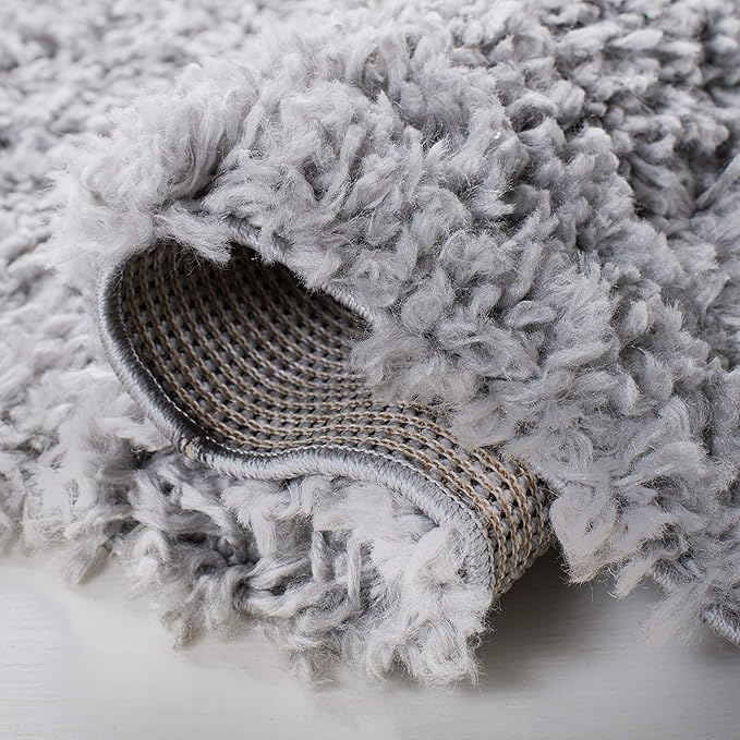 SAFAVIEH August Shag Collection Runner Rug - 2' x 11', Silver, Solid Design, Non-Shedding & Easy Care, 1.5-inch Thick Ideal for High Traffic Areas in Living Room, Bedroom (AUG200G)
