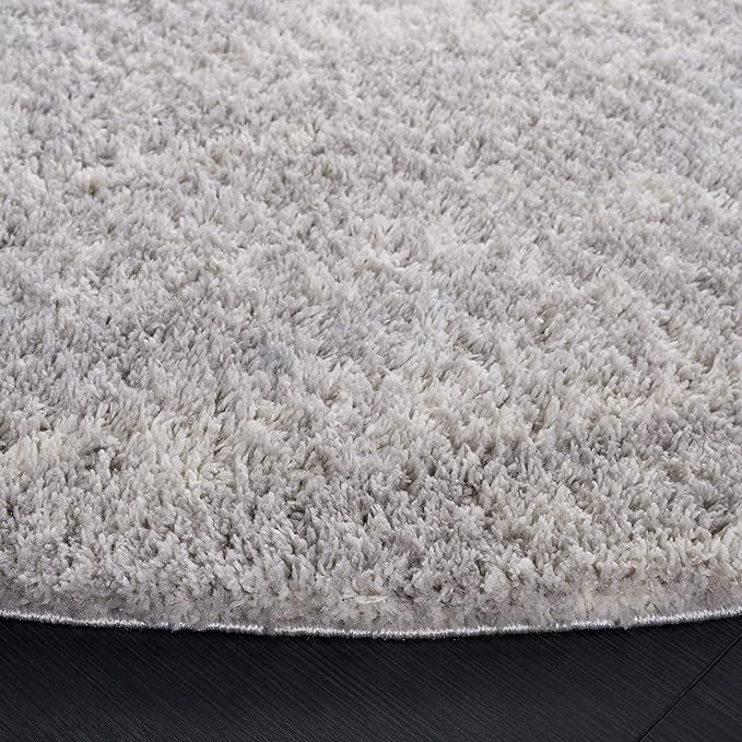 SAFAVIEH Berber Shag Collection Accent Rug - 4' Round, Grey & Ivory, Modern Design, Non-Shedding & Easy Care, 1.2-inch Thick, Ideal for The Living Room, Bedroom, Dining Room (BER563G-4R)
