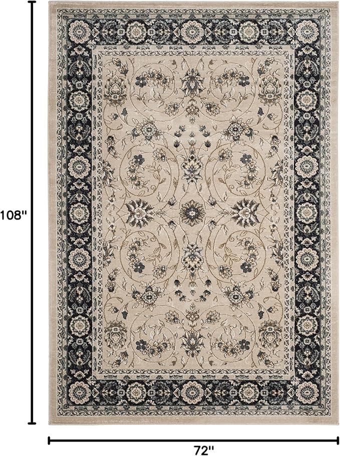 SAFAVIEH Lyndhurst Collection Area Rug - 6' x 9', Light Beige & Anthracite, Traditional Oriental Design, Non-Shedding & Easy Care, Ideal for High Traffic Areas in Living Room, Bedroom (LNH340K)