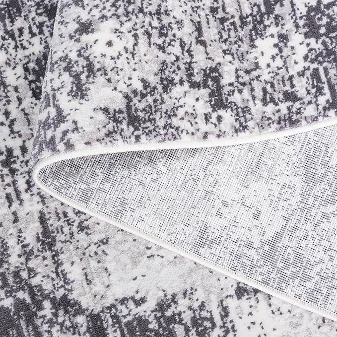 SAFAVIEH Amelia Collection Accent Rug - 4' x 6', Charcoal & Ivory, Modern Abstract Design, Non-Shedding & Easy Care, Ideal for High Traffic Areas in Living Room, Bedroom, Dining (ALA705H-4)