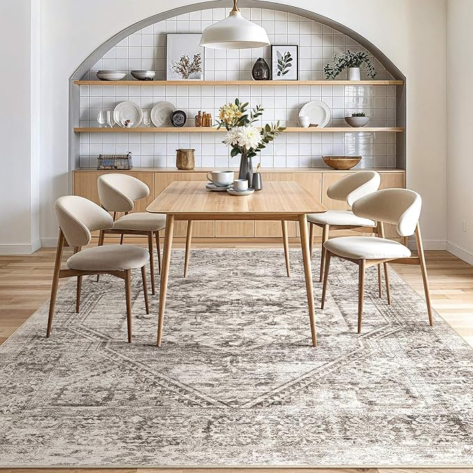 Vintage Living Room Area Rug 5x7 - Large Soft Washable Oriental Traditional Distressed Farmhouse Rugs for Bedroom - Indoor Floor Accent Carpet for Home Office House Decor - Distressed Brown