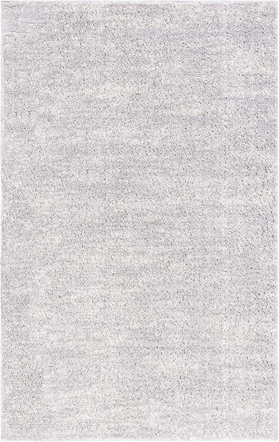 SAFAVIEH Area Rug 8x10 - Berber Shag Collection - Large - Grey & Ivory, Modern Design, Non-Shedding & Easy Cleaning, Plush Thick Pile, Ideal for Living Room, Bedroom, Dining Space (BER563G)