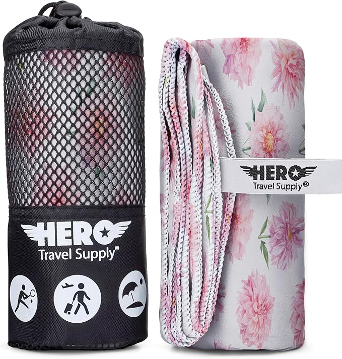Hero Microfiber Large Beach Towel Compact for Travel (Pretty in Pink, 40" x 72")