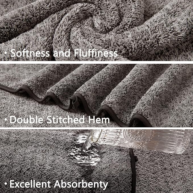18 Piece Bath Towels Set,100% Microfiber Family Bathroom Towel with Hanging Loops-6 Bath Towels,6 Hand Towels,6 Washcloths,Quick Dry Highly Absorbent Shower Towel for Bathroom,Hotel,Spa-Brown