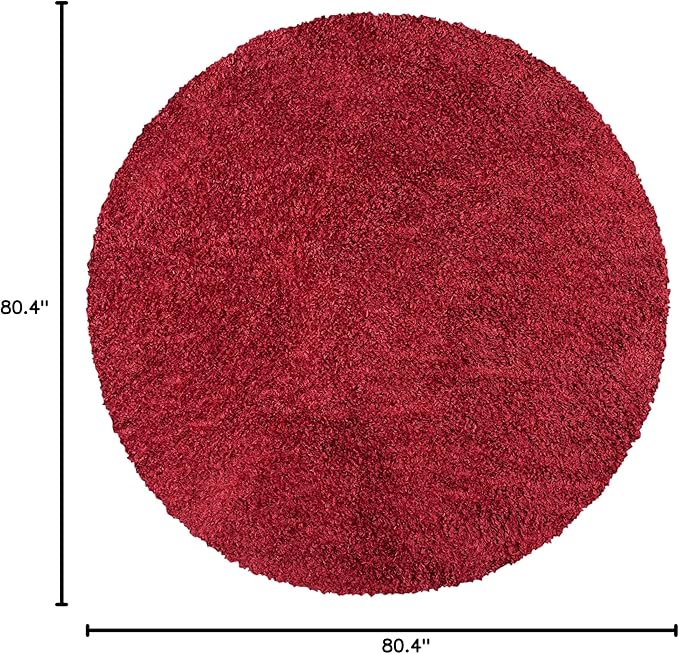 SAFAVIEH August Shag Collection 6'7" Round Red AUG200Q Solid Non-Shedding Living Room Bedroom Dining Room Entryway Plush 1.5-inch Thick Area Rug