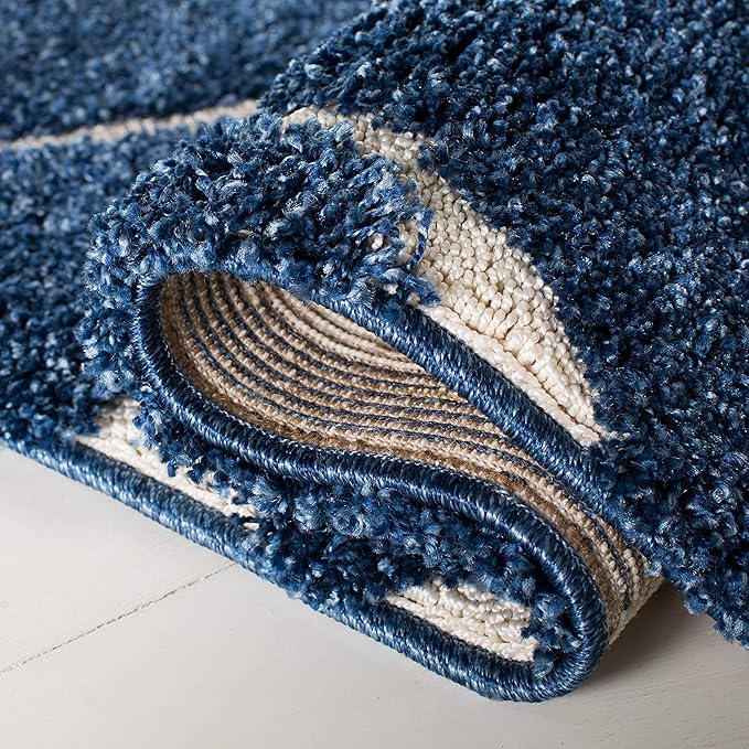 SAFAVIEH Florida Shag Collection Accent Rug - 2'3" x 4', Dark Blue & Cream, Scroll Design, Non-Shedding & Easy Care, High-Low Plush Pile, Ideal for Bedroom, Foyer, Hallway (SG455-6511)