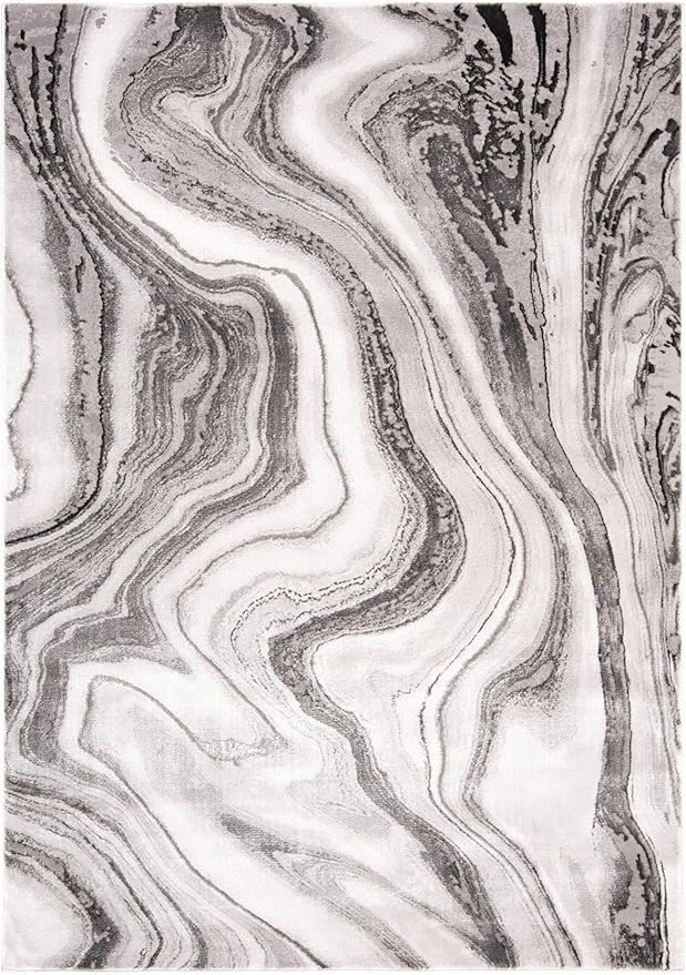 SAFAVIEH Craft Collection Area Rug - 6'7" x 9', Grey & Silver, Modern Abstract Design, Non-Shedding & Easy Care, Ideal for High Traffic Areas in Living Room, Bedroom (CFT819G)