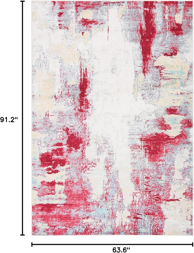 SAFAVIEH Jasper Collection Area Rug - 5'3" x 7'6", Red & Ivory, Modern Abstract Design, Non-Shedding & Easy Care, Ideal for High Traffic Areas in Living Room, Bedroom (JSP101Q)