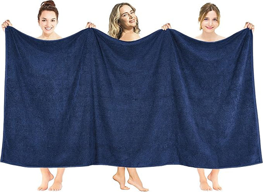 American Soft Linen 100% Cotton 600 GSM Turkish 40x80 Oversized Bath Towel Sheet, Extra Large Adult Towels for Bathroom, Navy Blue Bath Sheet