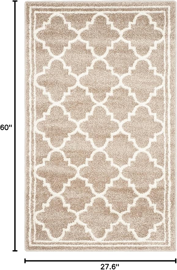 SAFAVIEH Amherst Collection Accent Rug - 2'3" x 5', Wheat & Beige, Moroccan Trellis Design, Non-Shedding & Easy Care, Ideal for High Traffic Areas in Entryway, Living Room, Bedroom (AMT422S)