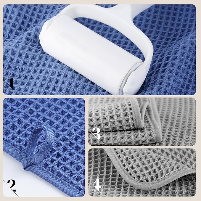 430 GSM Microfiber Oversize Quick Dry Lint Free Bath Towel, 60 x 30 in, 4 Pack (Waffle Weave)