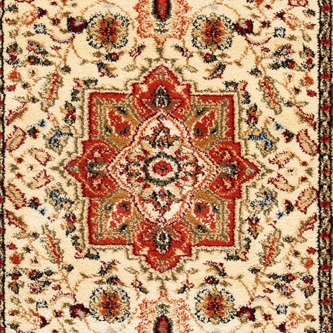 SAFAVIEH Lyndhurst Collection Runner Rug - 2'3" x 8', Ivory & Rust, Traditional Oriental Design, Non-Shedding & Easy Care, Ideal for High Traffic Areas in Living Room, Bedroom (LNH330R)