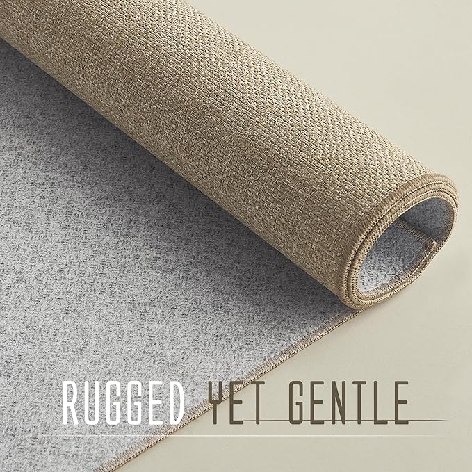 NICETOWN 6'x9' Rugs for Living Room Faux Jute Area Rug Non-Slip Washable Thin Modern Rugs for Bedroom Large Farmhouse Floor Accent Carpet for Dining Room Kitchen Entryway, Natural