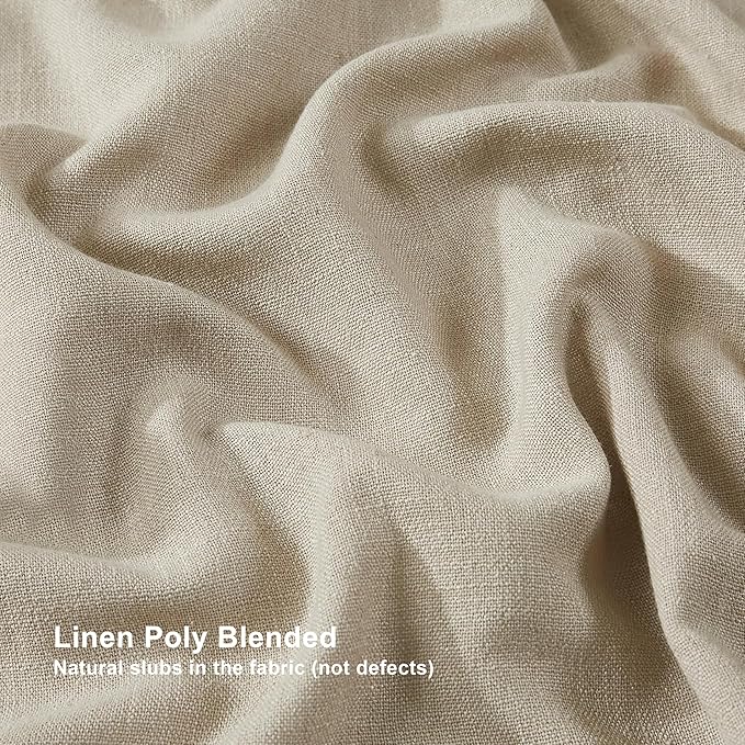 Vision Home Sand Pinch Pleated Full Blackout Curtains Linen Blended Room Darkening Window Curtains 90 inch for Living Room Bedroom Thermal Insulated Pinch Pleat Drapes with Hooks 1 Panel 60" Wx90 L