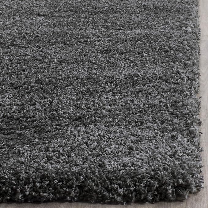 SAFAVIEH Santa Monica Shag Collection 3' x 5' Dark Grey SGN725 Solid Non-Shedding Living Room Bedroom Dining Room Entryway Plush 2-inch Thick Area Rug