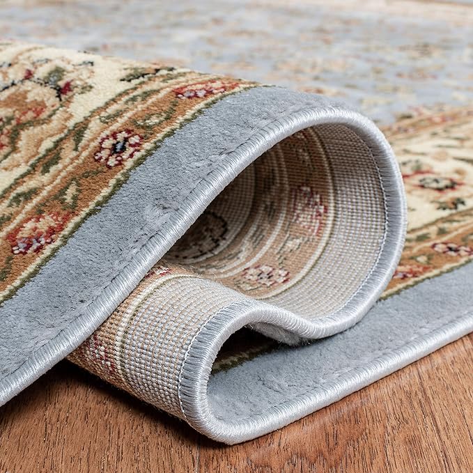 SAFAVIEH Lyndhurst Collection Area Rug - 5' Square, Light Blue & Ivory, Traditional Oriental Design, Non-Shedding & Easy Care, Ideal for High Traffic Areas in Living Room, Bedroom (LNH312B)