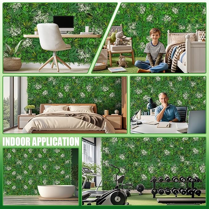 20"X20" Artificial Grass Wall, 16PCS Boxwood Panels UV-Protected Faux Grass Backdrop Wall,Greenery Privacy Hedge Screen for Outdoor Garden Patio, Indoor Party Balcony Fence Decor