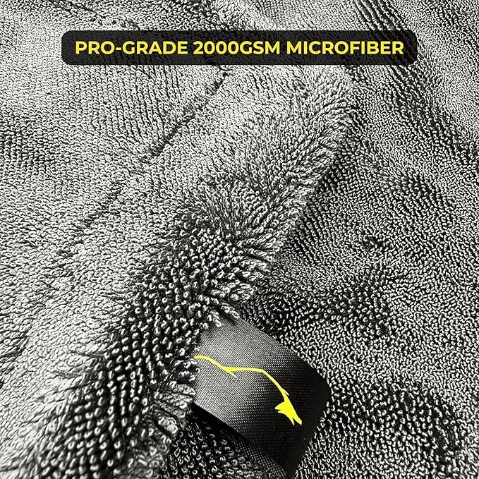 2000GSM Car Drying Towel – Sleek Max Dry 2K (20"x31") Ultra Plush Twist Loop Microfiber for Fast, Streak-Free Drying