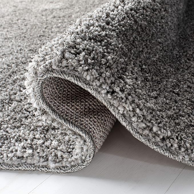SAFAVIEH Santa Monica Shag Collection 2'3" x 11' Silver SGN725 Solid Non-Shedding Living Room Bedroom Dining Room Entryway Plush 2-inch Thick Runner Rug