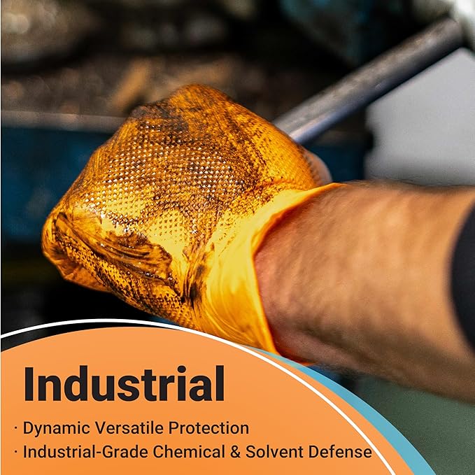 ASAP T-grip Orange Nitrile Gloves Disposable Latex Free 8 Mil, Raised Textured Grip Powder Free, Mechanic & Safety