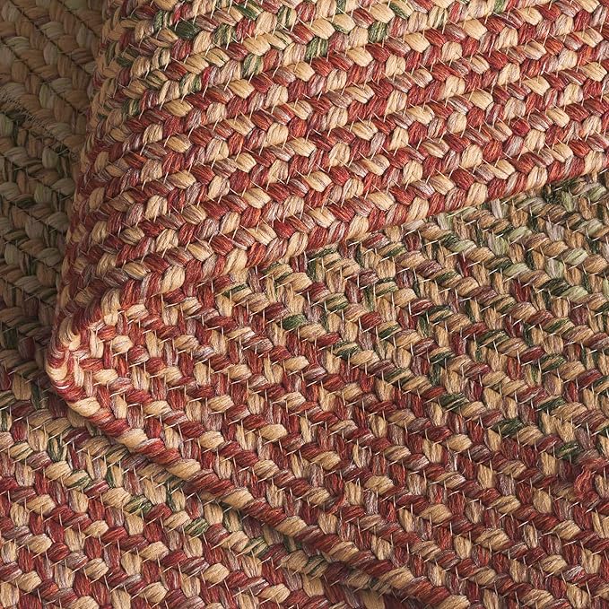 SAFAVIEH Washable Rug Outdoor Braided Collection - 9' x 12' Oval, Rust & Multi, Handmade & Reversible, Non-Shedding & Easy to Clean, Ideal for Patio, Backyard, Mudroom (BRD303A)