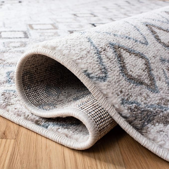 SAFAVIEH Amsterdam Collection Area Rug - 4' Square, Ivory & Grey, Moroccan Boho Design, Non-Shedding & Easy Cleaning, Ideal for Living Room, Bedroom, Dining Space (AMS108A)