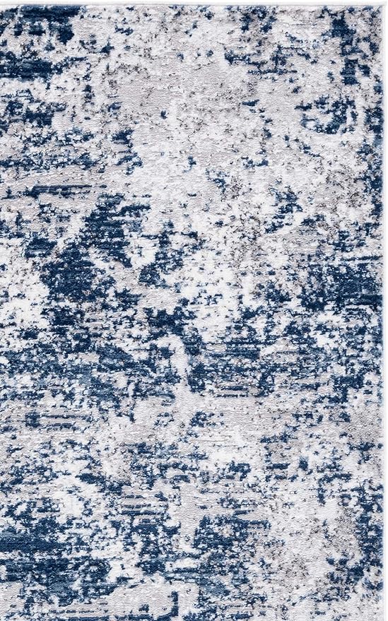 SAFAVIEH Amelia Collection Accent Rug - 3' x 5', Ivory & Navy, Modern Abstract Design, Non-Shedding & Easy Care, Ideal for High Traffic Areas in Living Room, Bedroom, Dining (ALA705A-3)