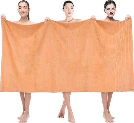 American Soft Linen 35x70 Jumbo Large Bath Towel, 600 GSM 100% Cotton Turkish Bath Sheet, Oversized Luxury Bath Towel for Bathroom Beach and Pool, Malibu Peach