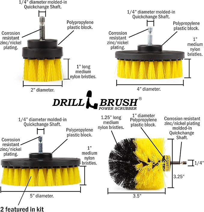 Bathroom Accessories - Drill Brush - Bathroom Cleaner Kit - Shower Cleaner Brush - Shower Door Cleaner - Bathtub Brush - Bath Mat - Tile Cleaner- Grout Cleaning Brush - Scrub Brush - Bathroom Rugs