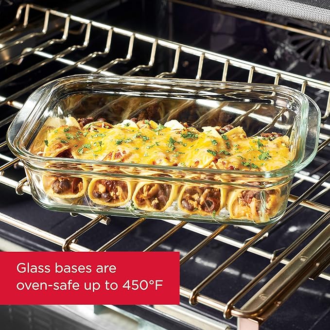 Rubbermaid Brilliance Glass Storage 4.7-Cup Food Containers with Lids, Clear (Pack of 3) & Leak-Proof Brilliance Food Storage Set | 9.6 Cup Plastic Containers