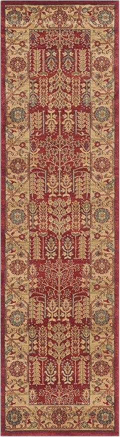 SAFAVIEH Mahal Collection Runner Rug - 2'2" x 10', Red & Natural, Traditional Oriental Design, Non-Shedding & Easy Care, Ideal for High Traffic Areas in Living Room, Bedroom (MAH697A)