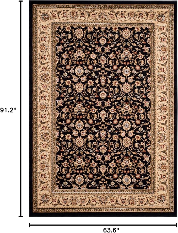 SAFAVIEH Lyndhurst Collection Area Rug - 5'3" x 7'6", Black & Ivory, Traditional Oriental Design, Non-Shedding & Easy Care, Ideal for High Traffic Areas in Living Room, Bedroom (LNH316B)