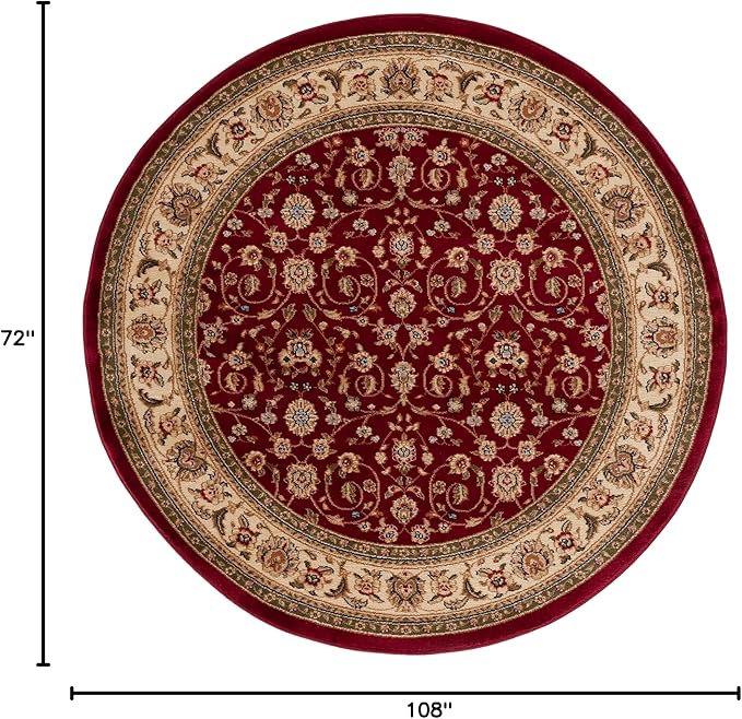 SAFAVIEH Lyndhurst Collection Area Rug - 6' x 9', Red & Ivory, Traditional Oriental Design, Non-Shedding & Easy Care, Ideal for High Traffic Areas in Living Room, Bedroom (LNH312A)
